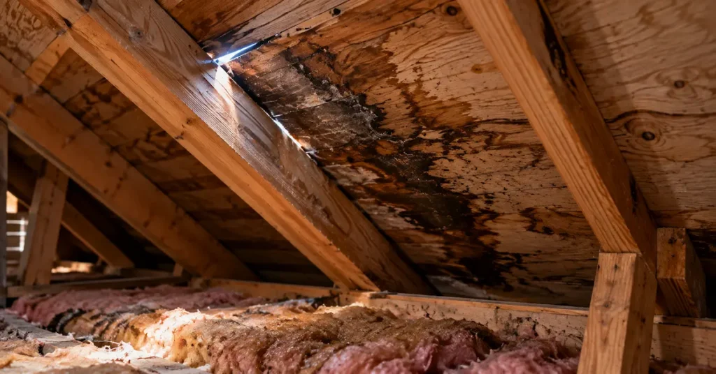 What a Roof Leak Looks Like in the Attic
